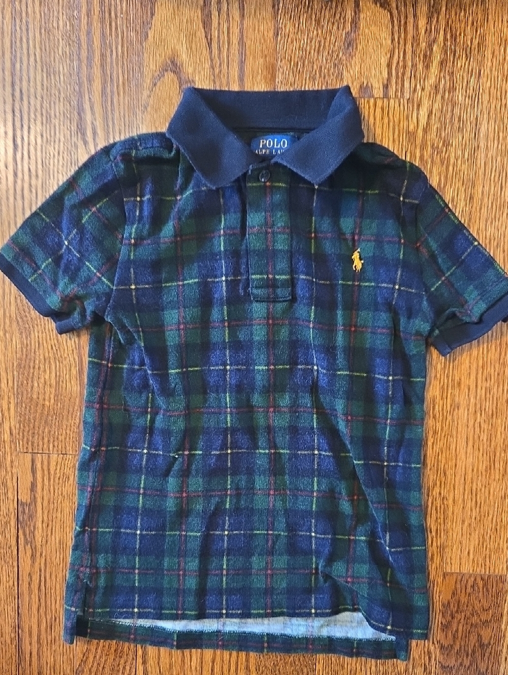 Polo by Ralph Lauren Navy & Green Plaid Short-Sleeve Polo